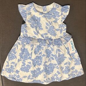 Carter's White and Blue Floral Baby Dress NWT! 12m